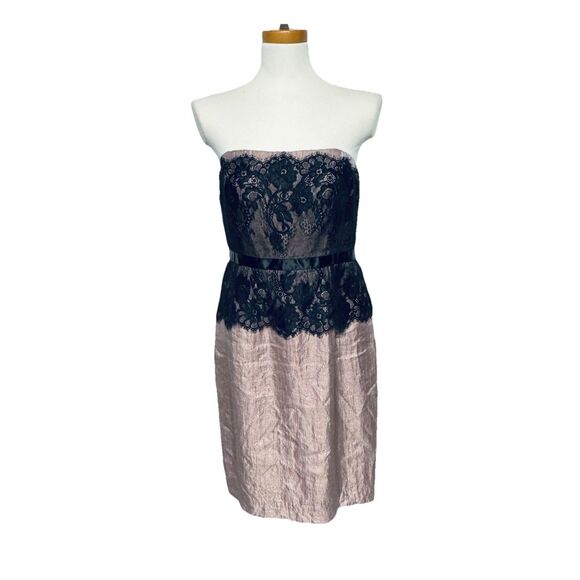 Adrianna Papell Blush w Black Lace & Crop Bolero Jacket 2 Pc Set Women's size 8 - Picture 3 of 7